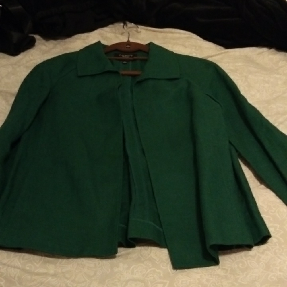 Talbots Green Linen 3/4 Sleeve Blazer Large L